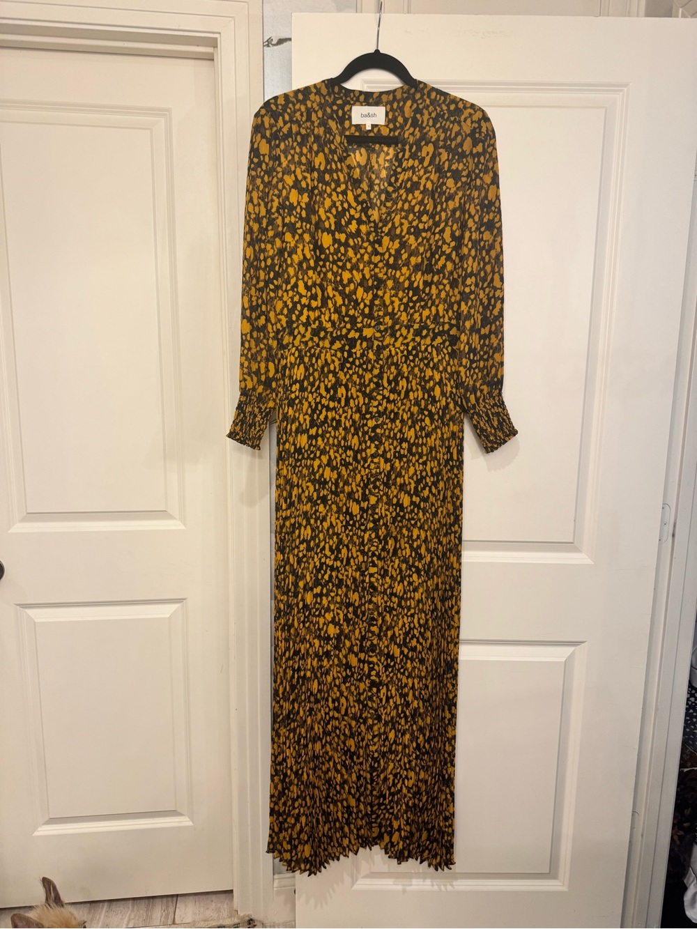 ba&sh Black and Yellow Floral Maxi Dress with Side Slit - Picture 2 of 5